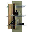 WANDREGAL  60/108/28 cm  - Schilfgrün/Wildeiche, Design, Glas/Holz (60/108/28cm) - Moderano