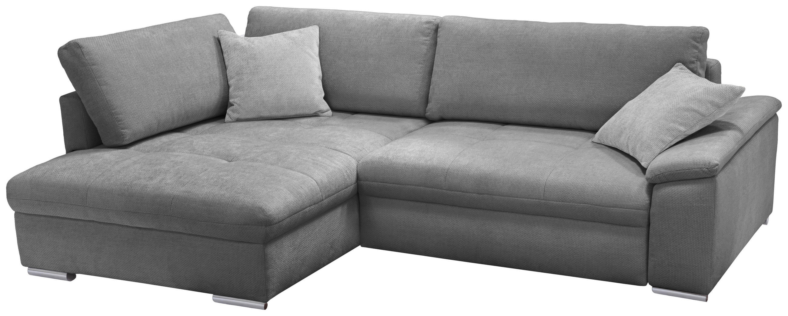 ECKSOFA in Struktur, Chenille Grau  178/268 cm  - Silberfarben/Hellgrau, Design, Textil/Metall (178/268cm) - Livetastic