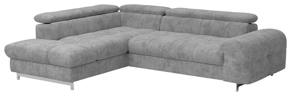 ECKSOFA in Mikrofaser Hellgrau  - Chromfarben/Hellgrau, Konventionell, Textil/Metall (206/257cm) - Livetastic