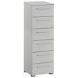 KOMMODE , 40/119/42 cm, 6 Schublade(n)  - Silberfarben/Hellgrau, Design, Holzwerkstoff/Kunststoff (40/119/42cm) - Novel