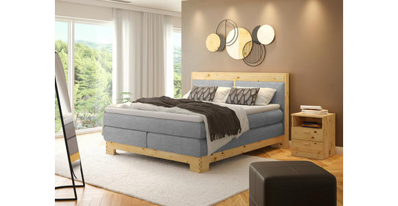 BOXSPRINGBETT 180/200 cm  in Hellgrau  - Hellgrau, Natur, Holz/Textil (180/200cm) - Linea Natura