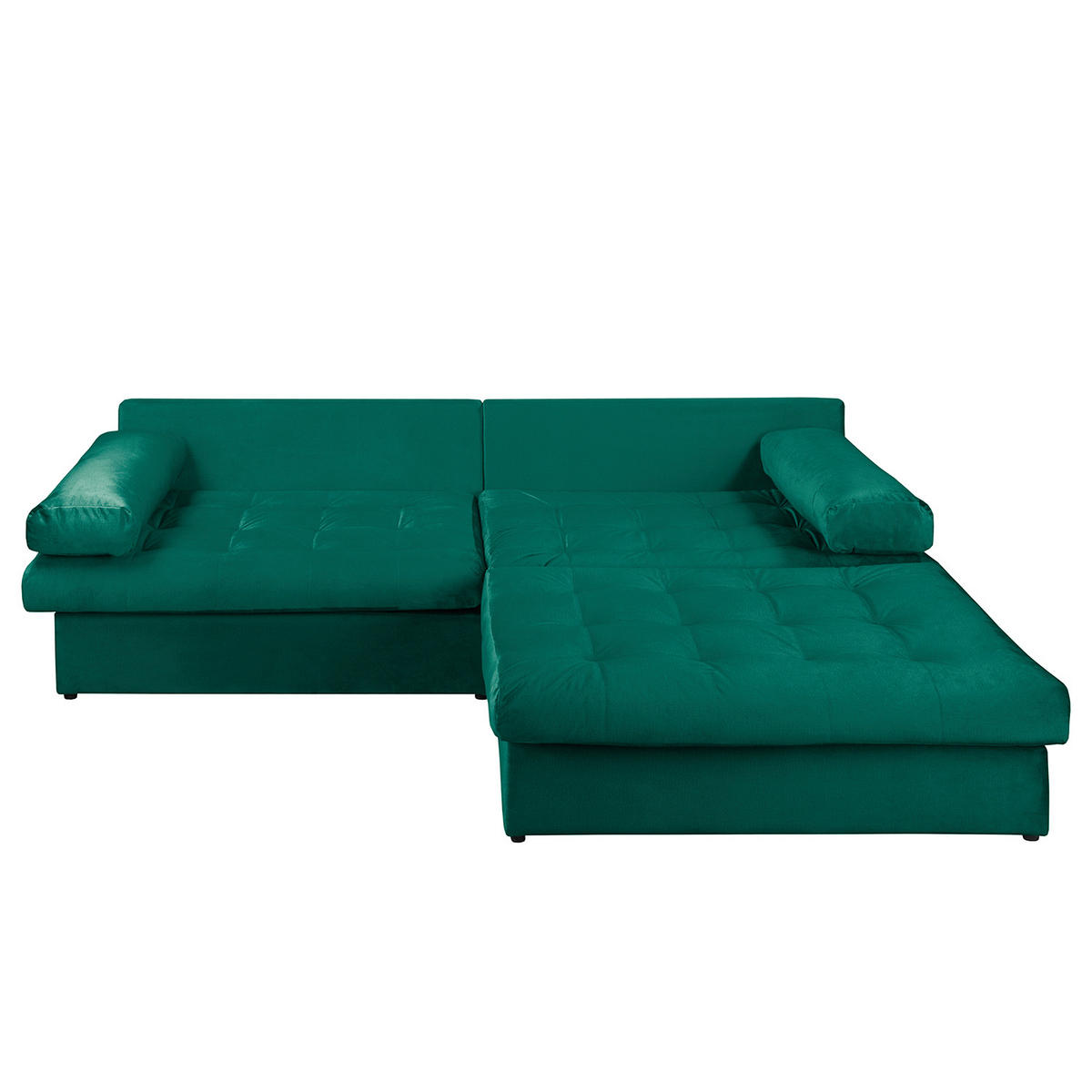 ECKSOFA Naomi in Velours Grün Rückenkissen  284/243 cm  - Schwarz/Grün, Design, Kunststoff/Textil (284/243cm) - P & B