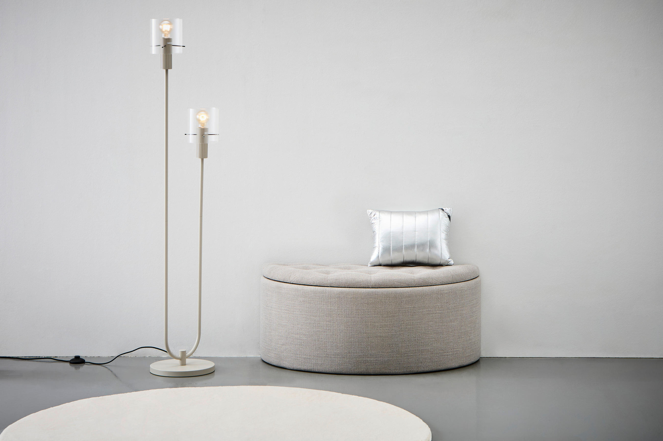 HOCKER in Textil, Holzwerkstoff Grau  - Grau, Design, Holzwerkstoff/Textil (100/44/42cm) - MID.YOU