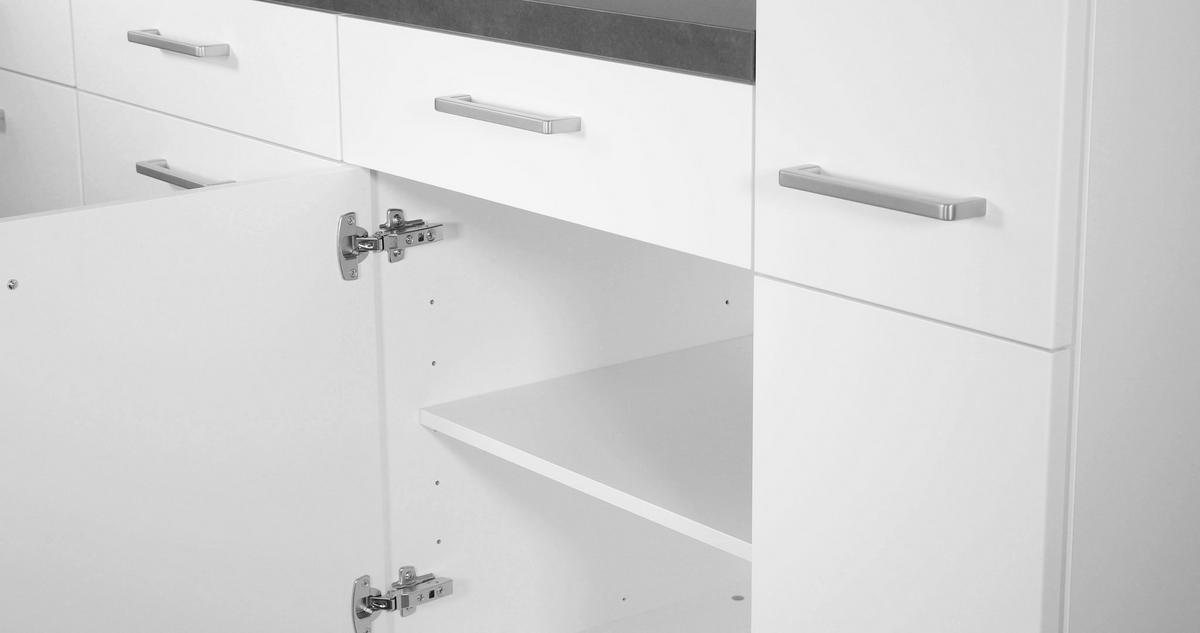 BUCĂTĂRIE FĂRĂ ELECTROCASNICE  - alb/culoare inox, Modern, metal/material pe bază de lemn (360cm) - Nobilia