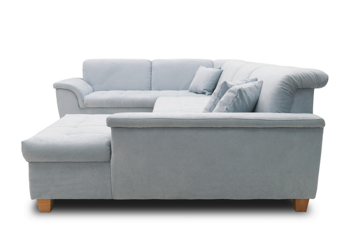 WOHNLANDSCHAFT in Mikrofaser Pastellblau  - Pastellblau/Eichefarben, KONVENTIONELL, Holz/Textil (206/344/162cm) - MID.YOU