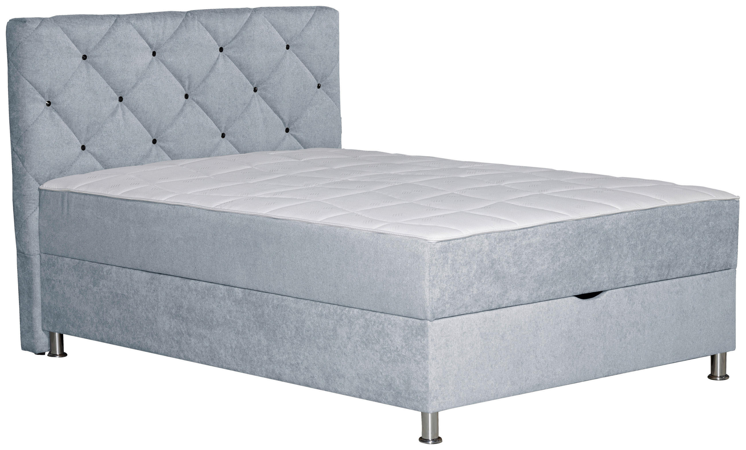 BOXBETT 120/200 cm  Hellgrau  - Chromfarben/Hellgrau, Design, Kunststoff/Textil (120/200cm) - Boxxx