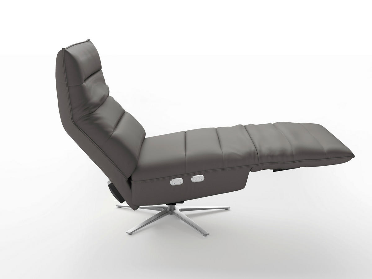 RELAXSESSEL Leder Mokka  - Silberfarben/Mokka, Basics, Leder/Metall (80/109/98cm) - Sit & More