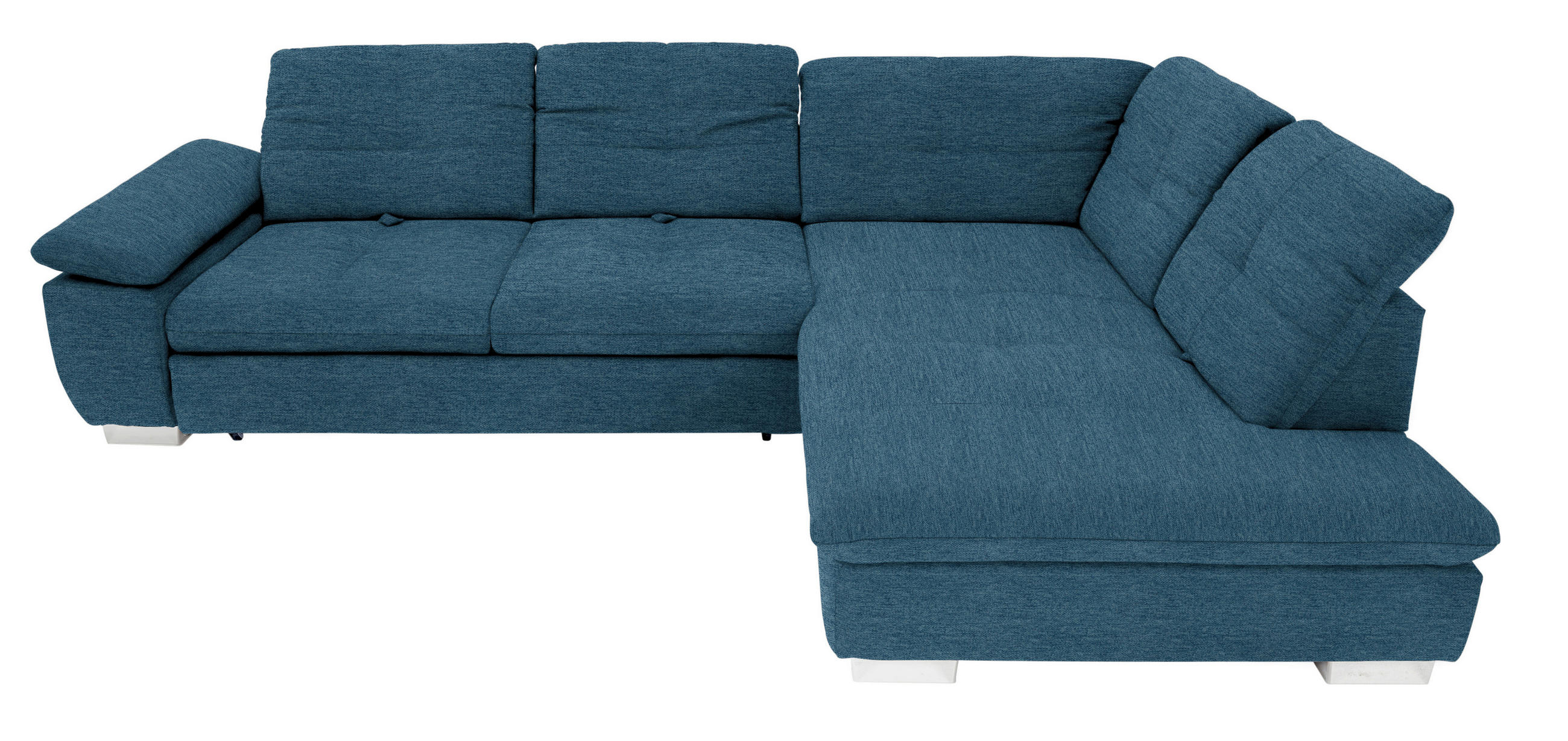 ECKSOFA Dunkelblau Chenille  - Chromfarben/Dunkelblau, Design, Textil (313/242cm) - Xora