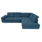 ECKSOFA Dunkelblau Chenille  - Chromfarben/Dunkelblau, Design, Textil (313/242cm) - Xora