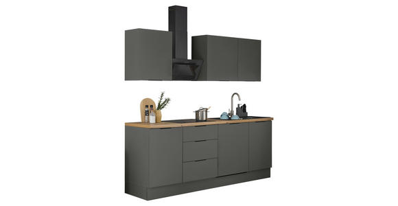 KÜCHENLEERBLOCK in Graphitfarben - Schwarz/Graphitfarben, Basics, Holzwerkstoff/Metall (220/211/60cm) - Xora