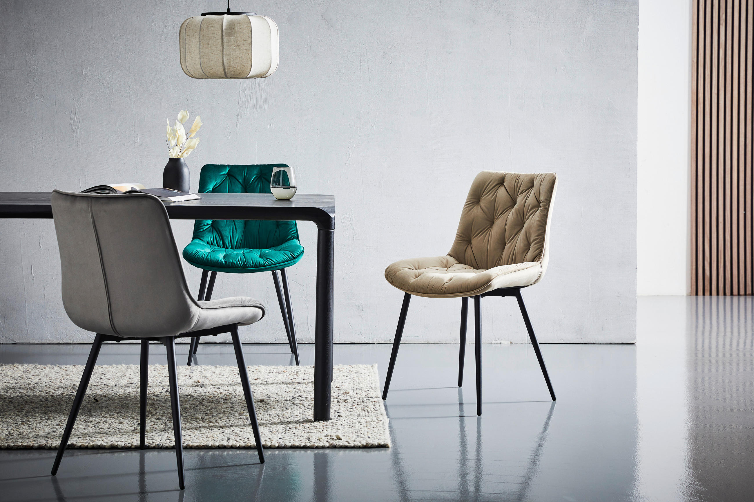 STUHL Samt Grau Pappel Sperrholz  - Schwarz/Grau, MODERN, Holz/Textil (52/85/59cm) - Livetastic