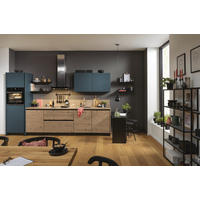 EINBAUKÜCHE   - Fichtefarben/Dunkelblau, KONVENTIONELL, Holzwerkstoff - Novel