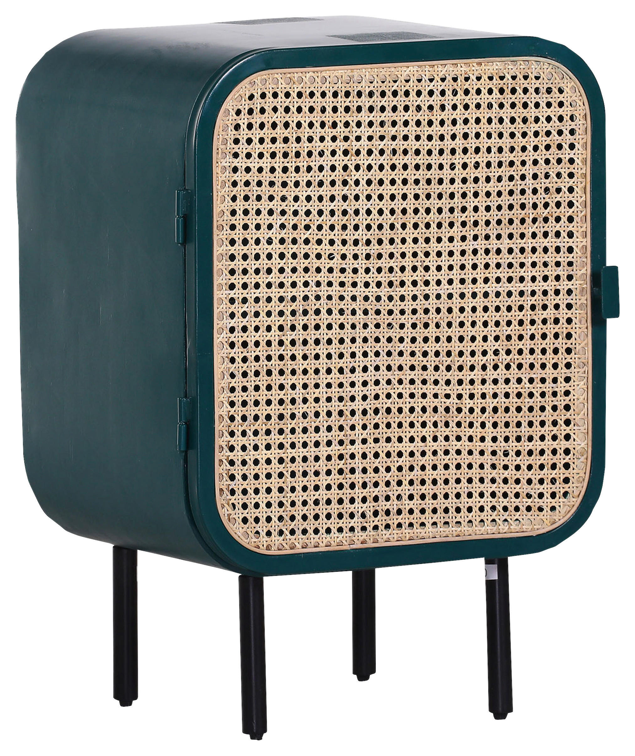 KOMMODE Rattan massiv Schwarz, Petrol - Petrol/Schwarz, Trend, Holz/Metall (45/69/38cm) - Livetastic