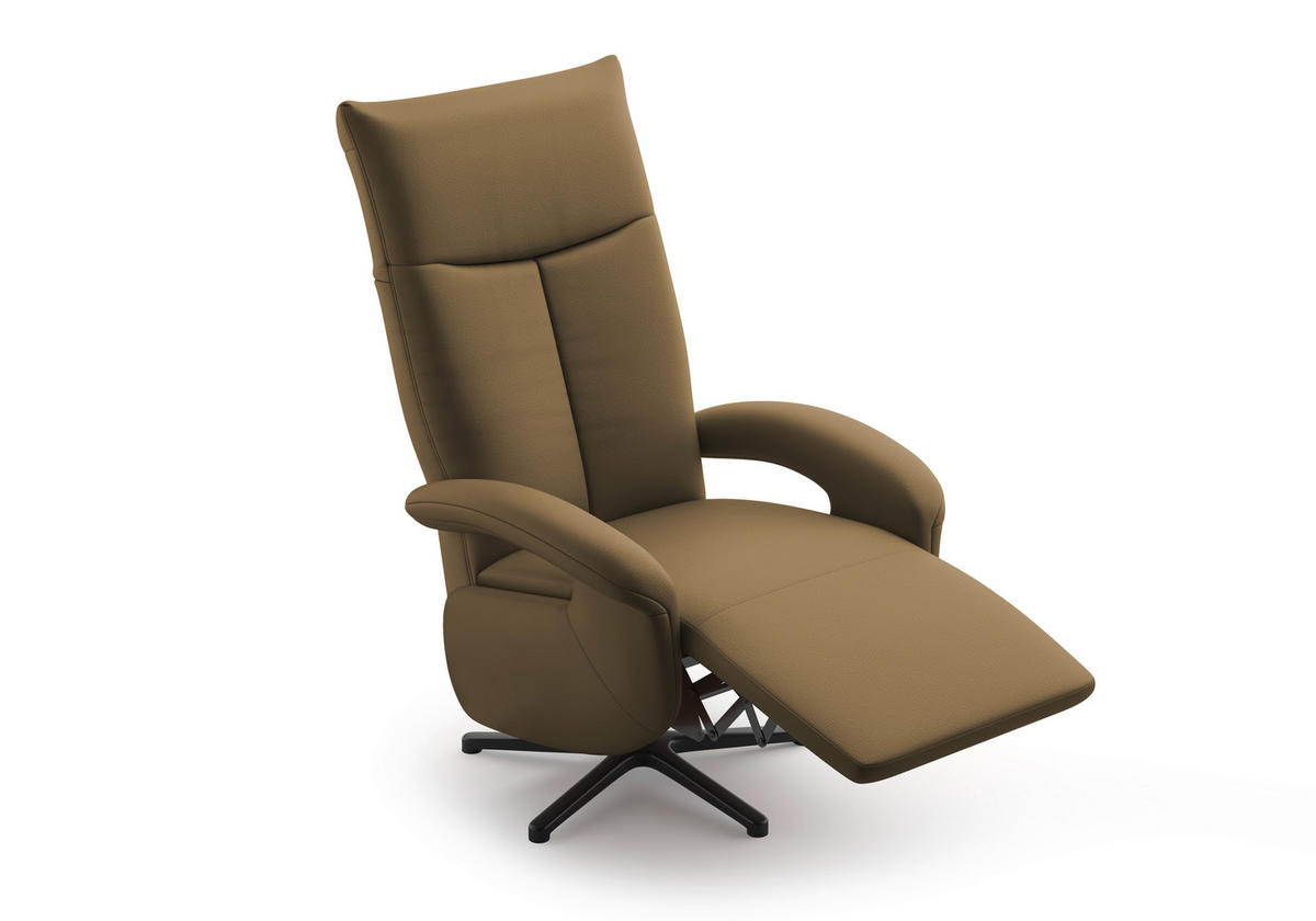 SESSEL in Echtleder Olivgrün  - Schwarz/Olivgrün, Konventionell, Leder/Metall (74/112/82cm) - Sit & More