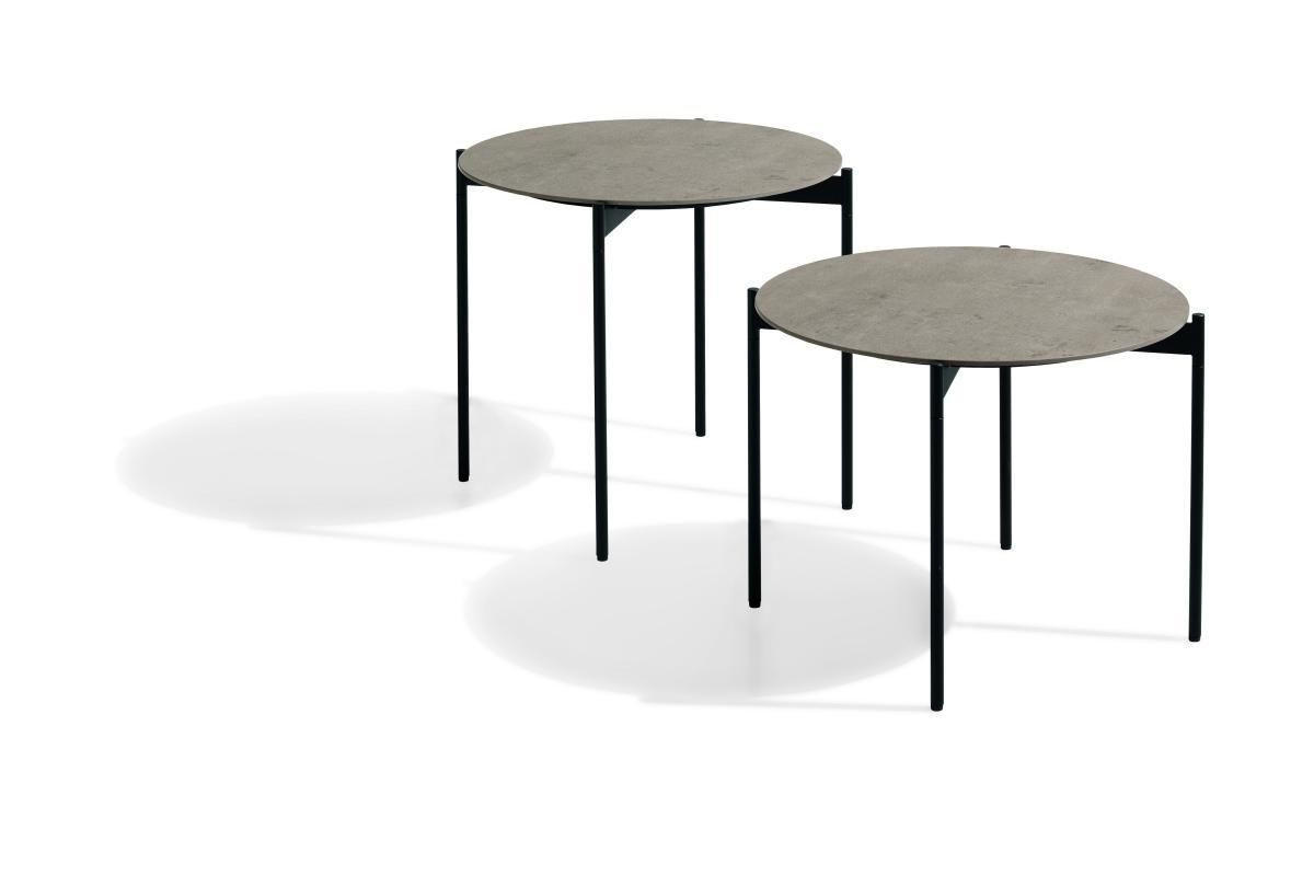 COUCHTISCH in Metall, Keramik 55/55/49 cm  - Schwarz/Grau, Design, Keramik/Metall (55/55/49cm) - Venjakob