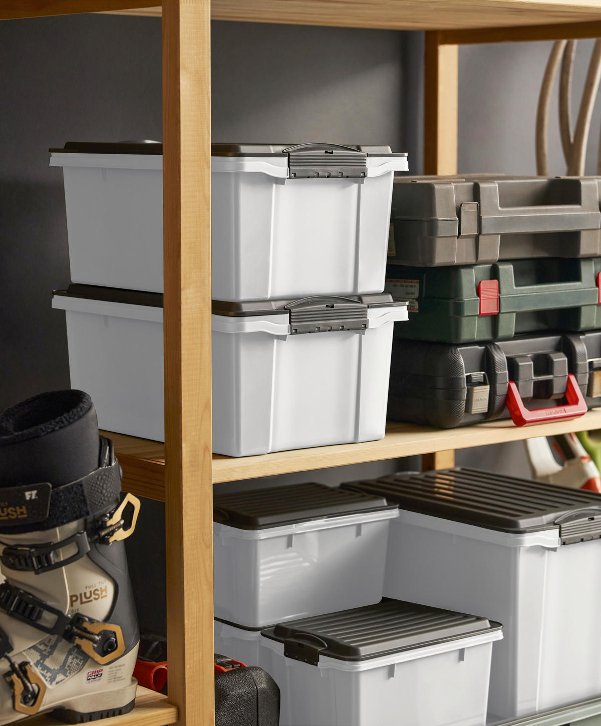 BOX MIT DECKEL     - Anthrazit, Basics, Kunststoff (40/25/57cm) - Rotho