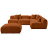 ECKSOFA inkl. Hocker in Flachgewebe, Teddystoff Rostfarben  - Rostfarben, Trend, Textil (300/215cm) - Livetastic