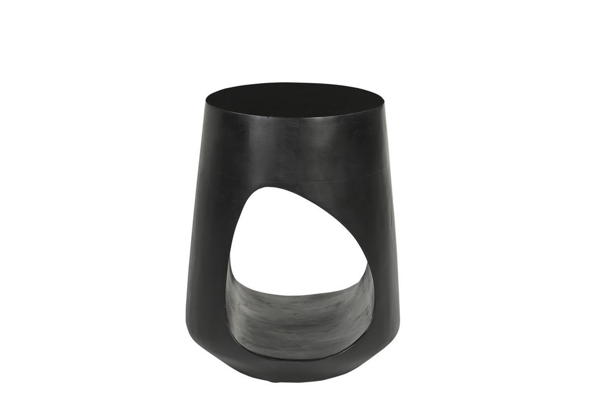 BEISTELLTISCH 32/32/46 cm Mangoholz massiv Schwarz rund  - Schwarz, Design, Holz (32/32/46cm) - MID.YOU