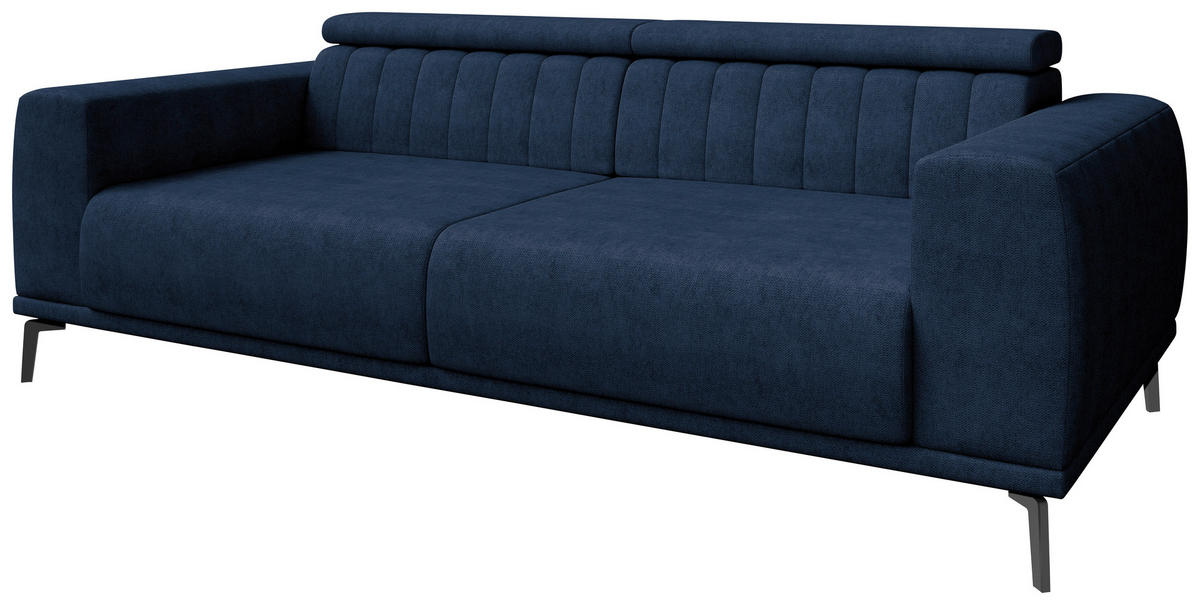 3-SITZER-SOFA Webstoff Dunkelblau  - Schwarz/Dunkelblau, KONVENTIONELL, Textil/Metall (240/80/110cm) - Carryhome