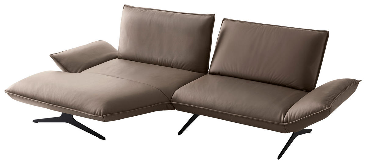 ECKSOFA Braun Echtleder Rücken echt  - Beige/Schwarz, Design, Leder/Metall (149/290cm) - Koinor