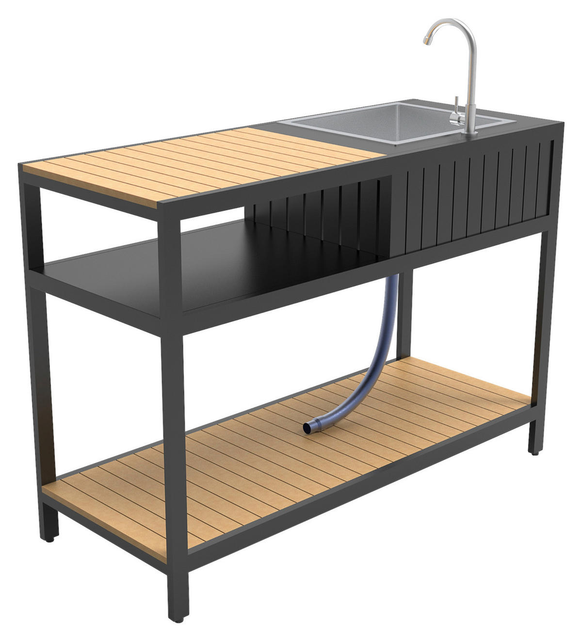 OUTDOORKÜCHE - Anthrazit/Teakfarben, MODERN, Kunststoff/Metall (127/95/50cm) - Ambia Garden