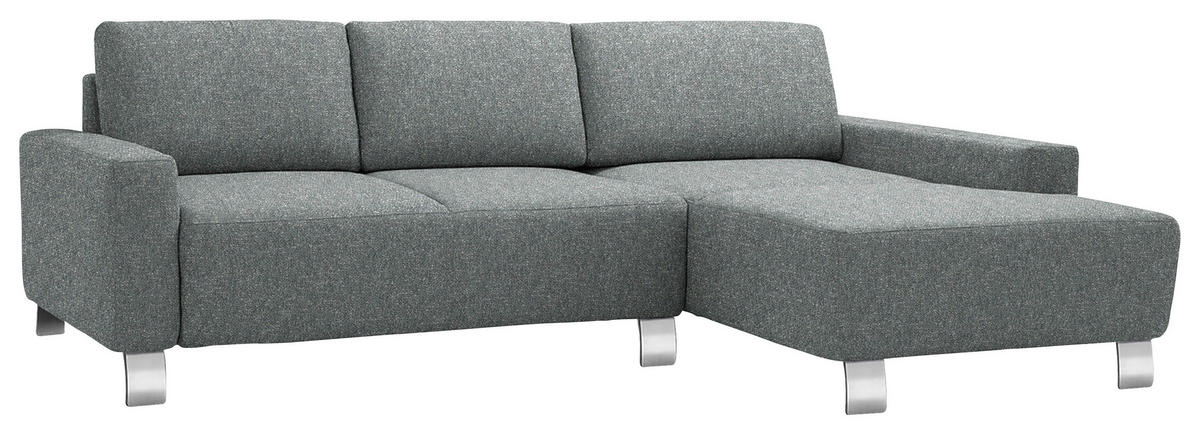 ECKSOFA  in Mikrovelours Graugrün  248/160 cm  - Alufarben/Graugrün, Design, Textil/Metall (248/160cm) - Sedda
