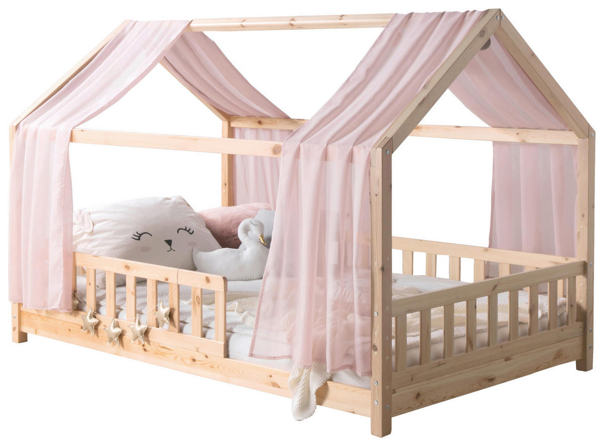 HAUSBETT 90/200 cm,  in Naturfarben, Altrosa  - Altrosa/Naturfarben, MODERN, Holz/Textil (90/200cm) - MID.YOU