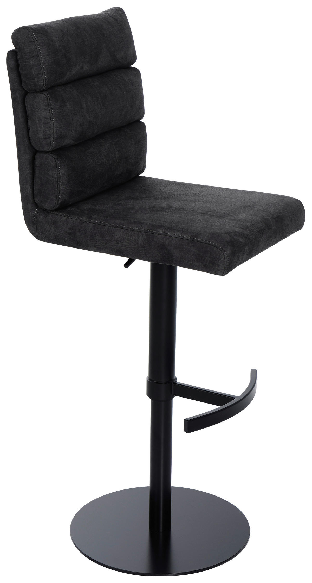 BARHOCKER Webstoff Anthrazit Eisen Stoffauswahl, Sitzfläche 360° drehbar  - Anthrazit/Schwarz, Design, Textil/Metall (42/90-117/58,5cm) - Novel