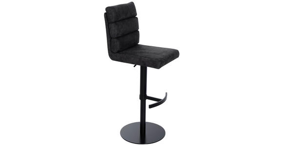 BARHOCKER Webstoff Anthrazit Eisen Stoffauswahl, Sitzfläche 360° drehbar  - Anthrazit/Schwarz, Design, Textil/Metall (42/90-117/58,5cm) - Novel