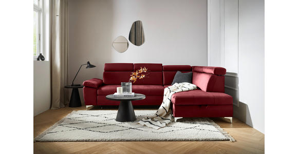 ECKSOFA  in Samt Bordeaux  - Chromfarben/Bordeaux, KONVENTIONELL, Textil/Metall (271/206cm) - Carryhome