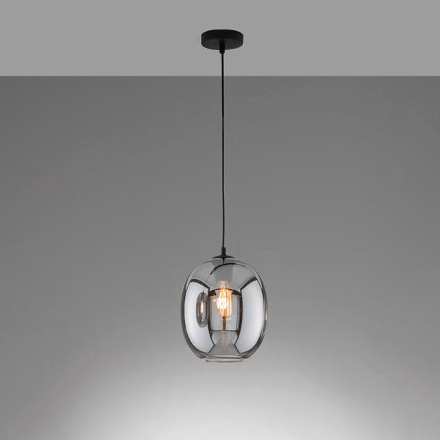 PENDELLEUCHTE Nayla 30/150 cm   - Schwarz, Design, Glas/Metall (30/150cm) - Fischer & Honsel