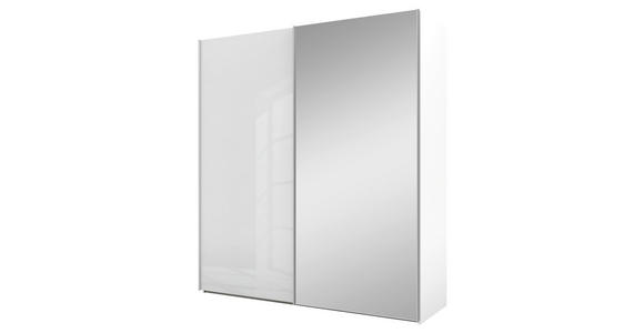 SCHWEBETÜRENSCHRANK 200/223/69 cm 2-türig Weiß - Alufarben/Weiß, KONVENTIONELL, Glas/Holzwerkstoff (200/223/69cm) - Novel
