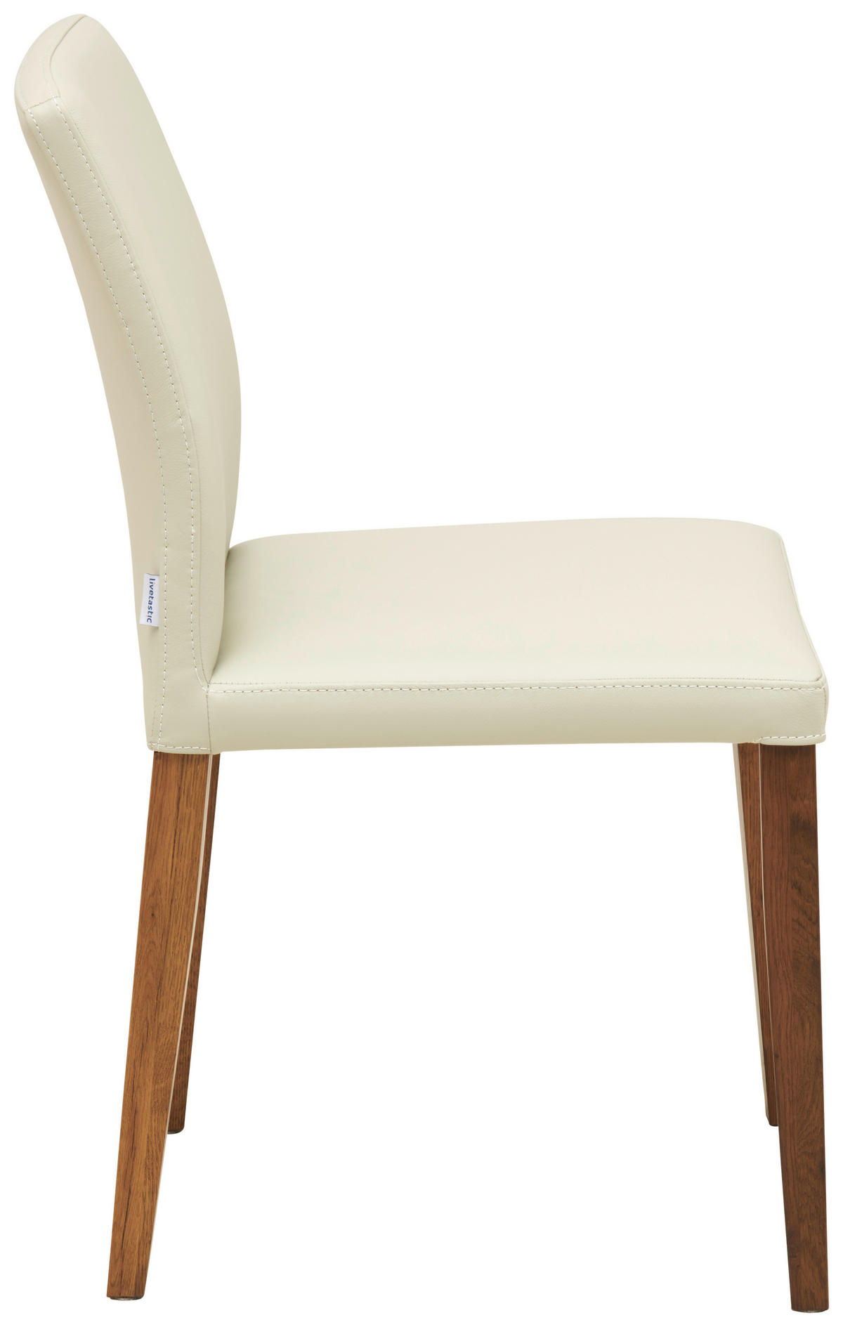 STUHL Echtleder Beige  - Beige/Walnussfarben, MODERN, Leder (47,5/87/57,5cm) - Livetastic
