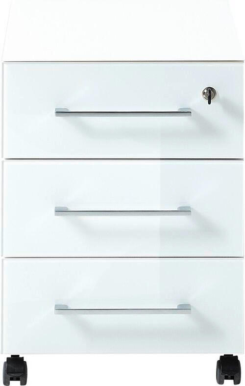 ROLLCONTAINER 40/55/50 cm - Chromfarben/Weiss, Modern, Glas/Holzwerkstoff (40/55/50cm) - Germania