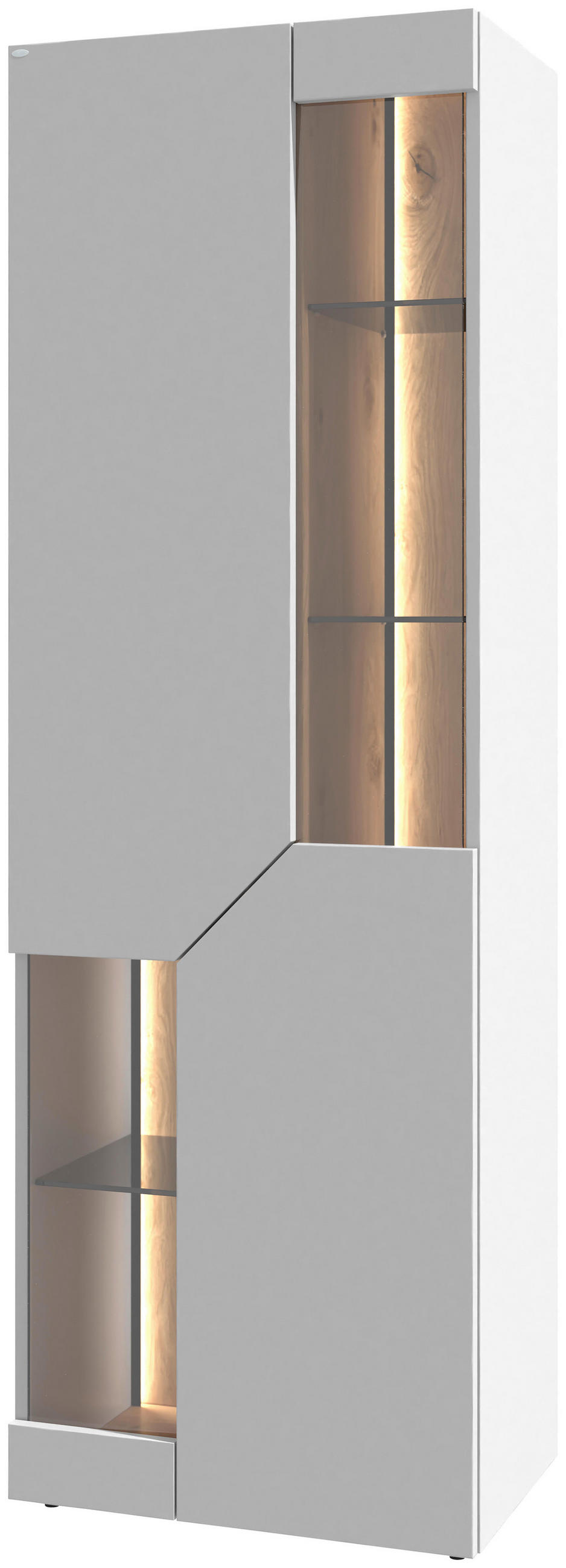 VITRINE Weiss, Wildeiche  64/194/43 cm  - Wildeiche/Weiss, Design, Glas/Holz (64/194/43cm) - Voglauer