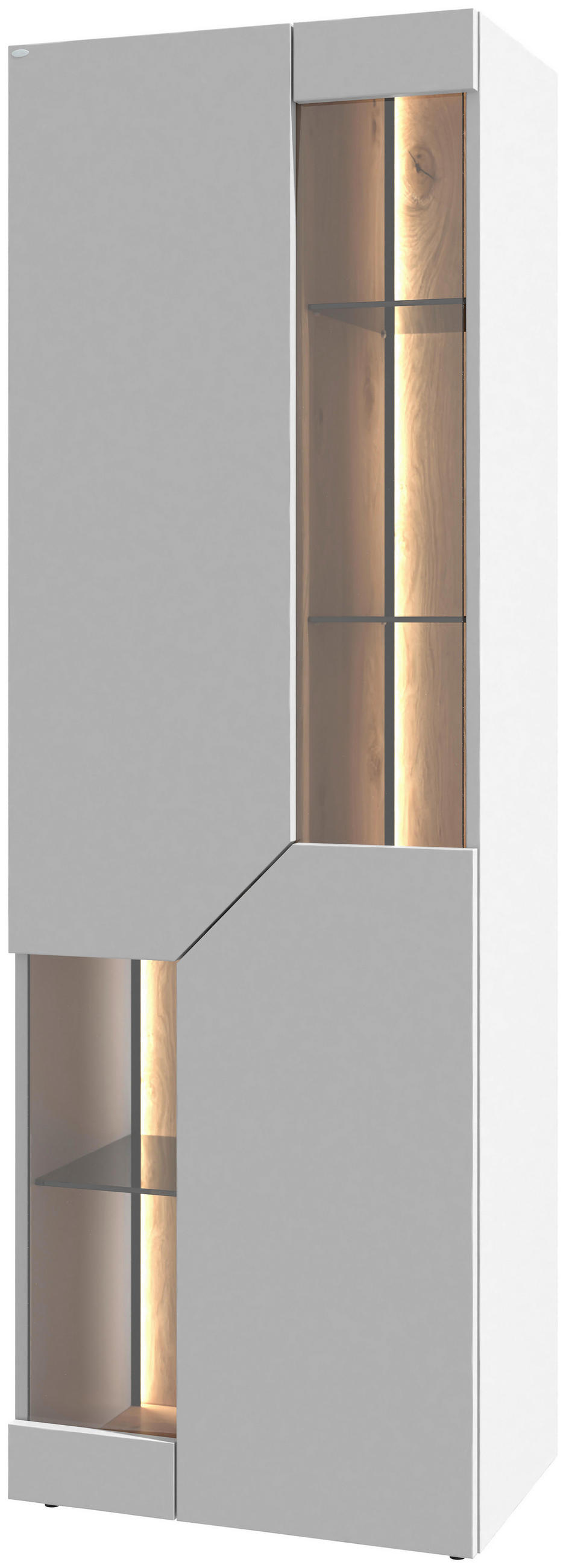 VITRINE Weiss, Wildeiche  64/194/43 cm  - Wildeiche/Weiss, Design, Glas/Holz (64/194/43cm) - Voglauer