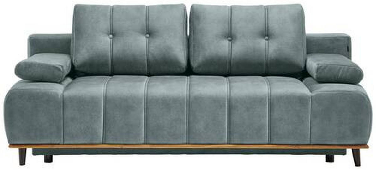 SCHLAFSOFA Webstoff Mintgrün  - Schwarz/Mintgrün, Design, Holz/Textil (206/77-87/102cm) - Novel