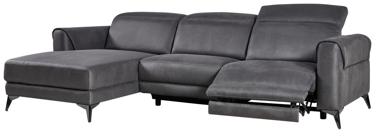 ECKSOFA Grau Mikrofaser  - Schwarz/Grau, Design, Textil/Metall (169/273cm) - Livetastic