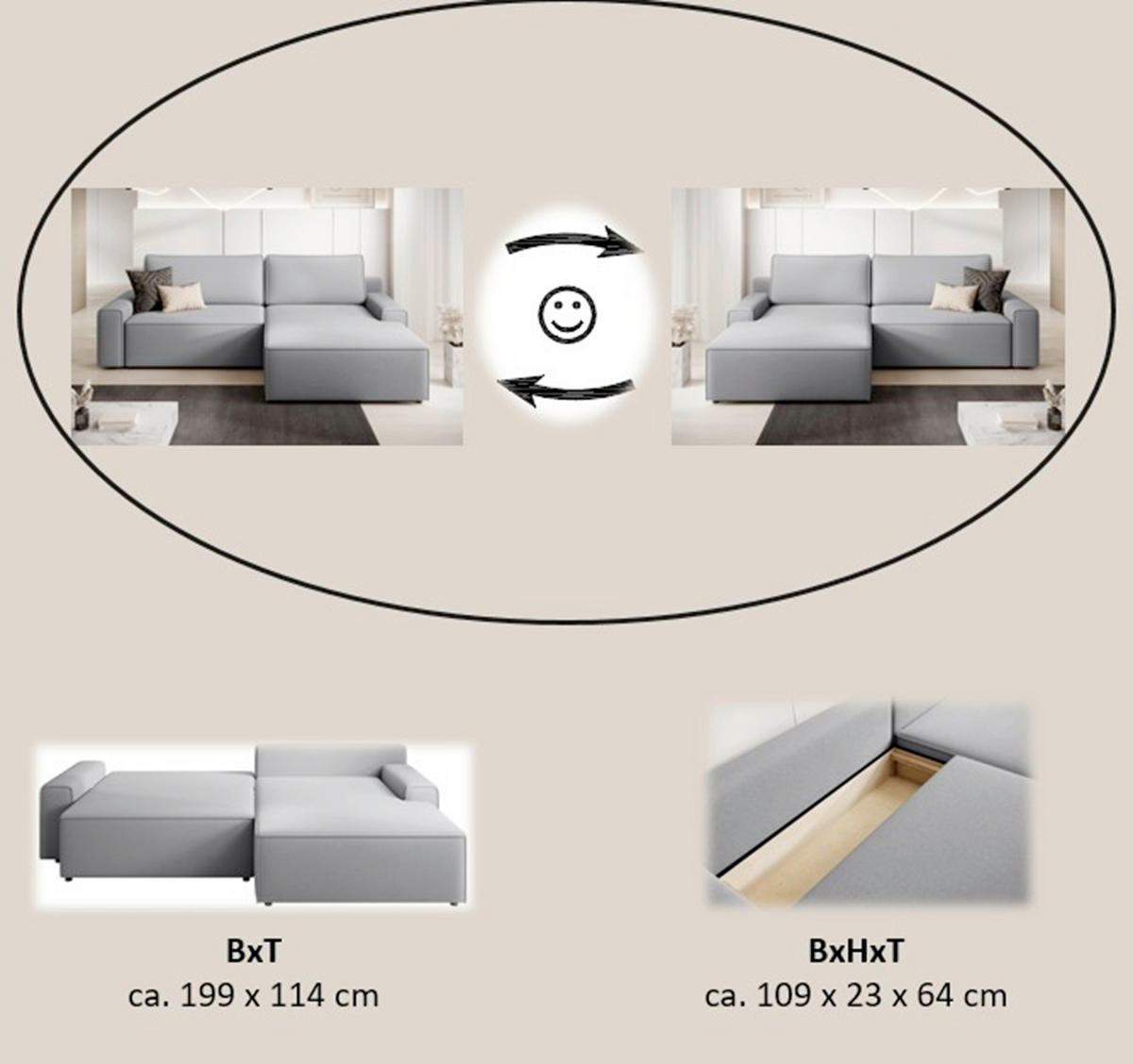 ECKSCHLAFSOFA CHALLANGE  mit Schlafen auf Sitzhöhe, Rücken echt, Armteil links, Armteil rechts Struktur Grau  - Schwarz/Grau, MODERN, Kunststoff/Textil (246/168cm) - Trendmanufaktur