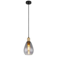 HÄNGELEUCHTE 15/120 cm    - Messingfarben/Schwarz, Design, Glas/Textil (15/120cm) - Globo