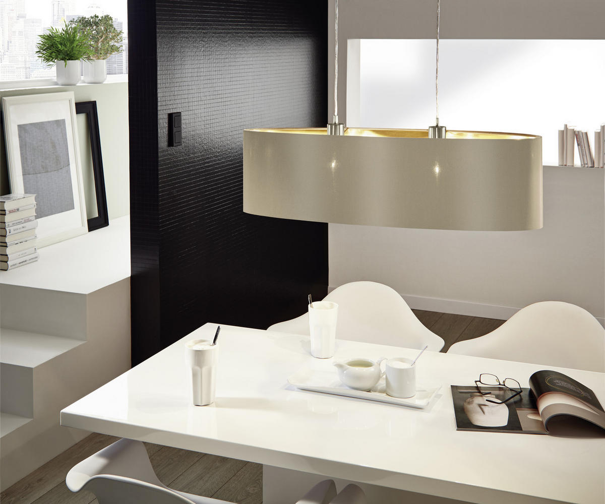 TAKLAMPA MASERLO  - cappuccino/guldfärgad, Klassisk, metall/textil (78/110/22cm) - Eglo