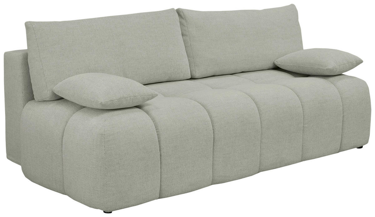 BOXSPRINGSOFA in Chenille Greige  - Greige/Schwarz, MODERN, Kunststoff/Textil (210/72/105cm) - Cantus