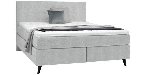 BOXSPRINGBETT 180/200 cm in Hellgrau - Hellgrau/Schwarz, KONVENTIONELL, Holz/Textil (180/200cm) - Voleo