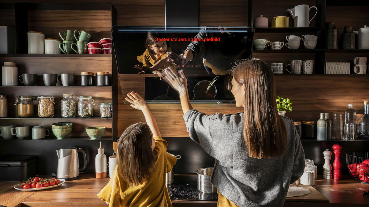 DUNSTABZUGSHAUBE 60280 mit Gestensteuerung  - Edelstahlfarben/Schwarz, Basics, Glas/Metall (90cm) - Mican