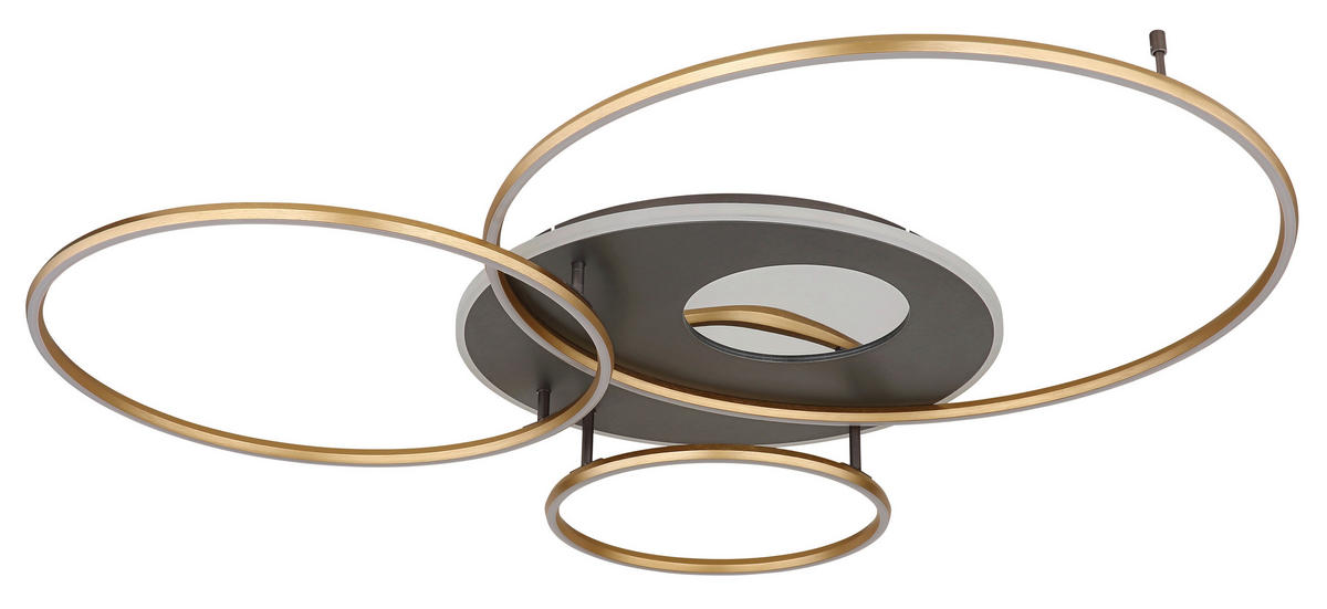 STROPNA LED-SVETILKA  INVERTINA /300-4747 lm/2700-6500 K/230 V/ - zlate barve/opal, Design, kovina/umetna masa (126,4/105,3/13cm)