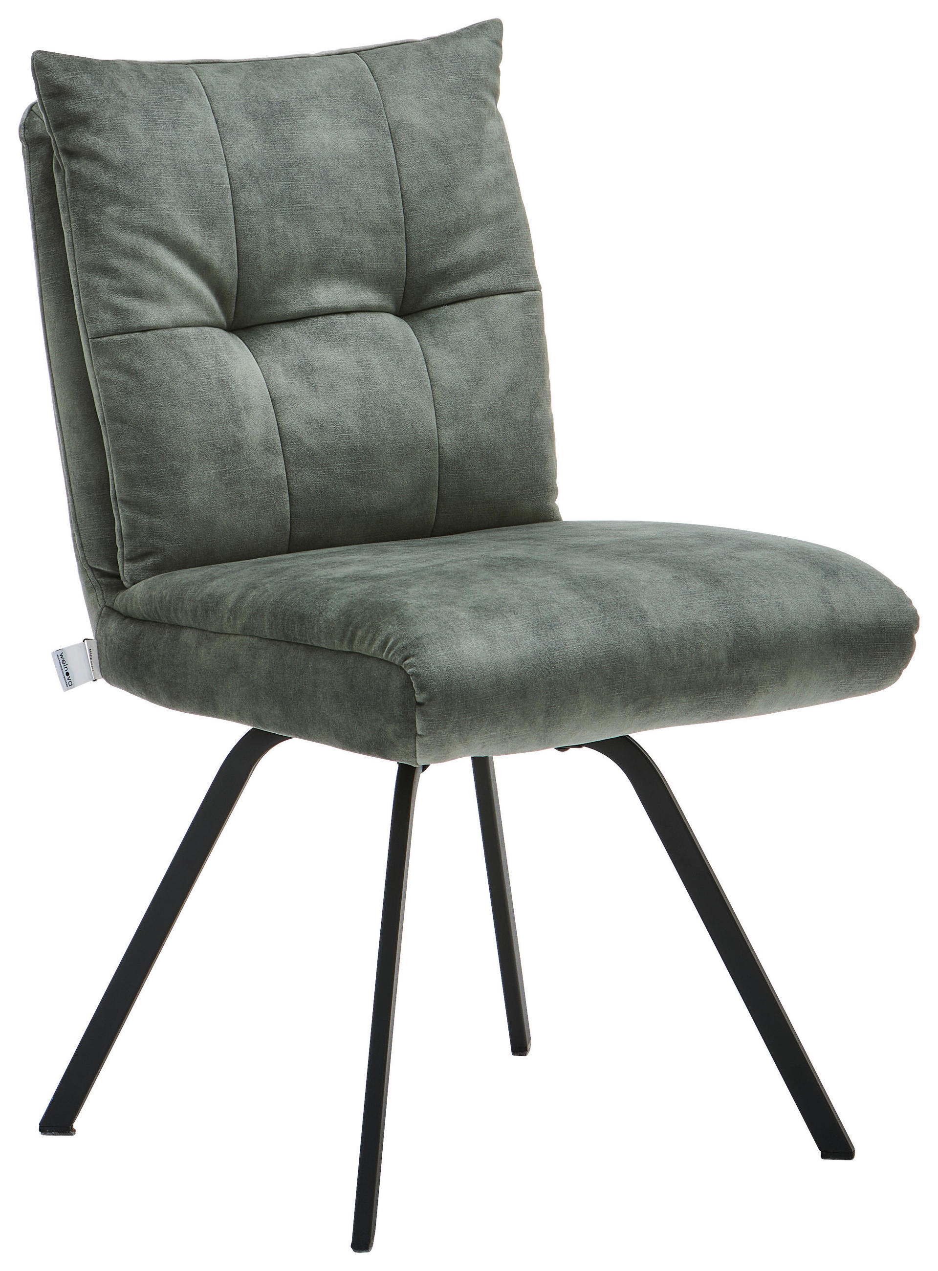 STUHL in Velours - Dunkelgrün/Schwarz, Design, Textil/Metall (50/82/68cm) - Welnova