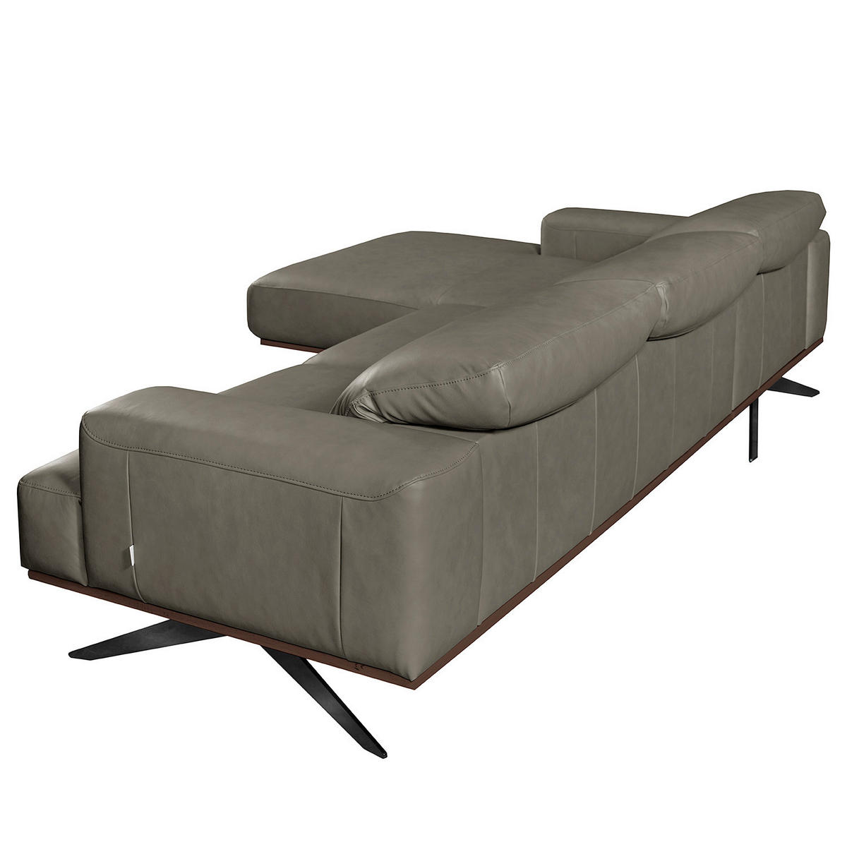 ECKSOFA  in Echtleder Grau  187/295 cm  - Schwarz/Grau, Design, Leder/Metall (187/295cm) - Livetastic