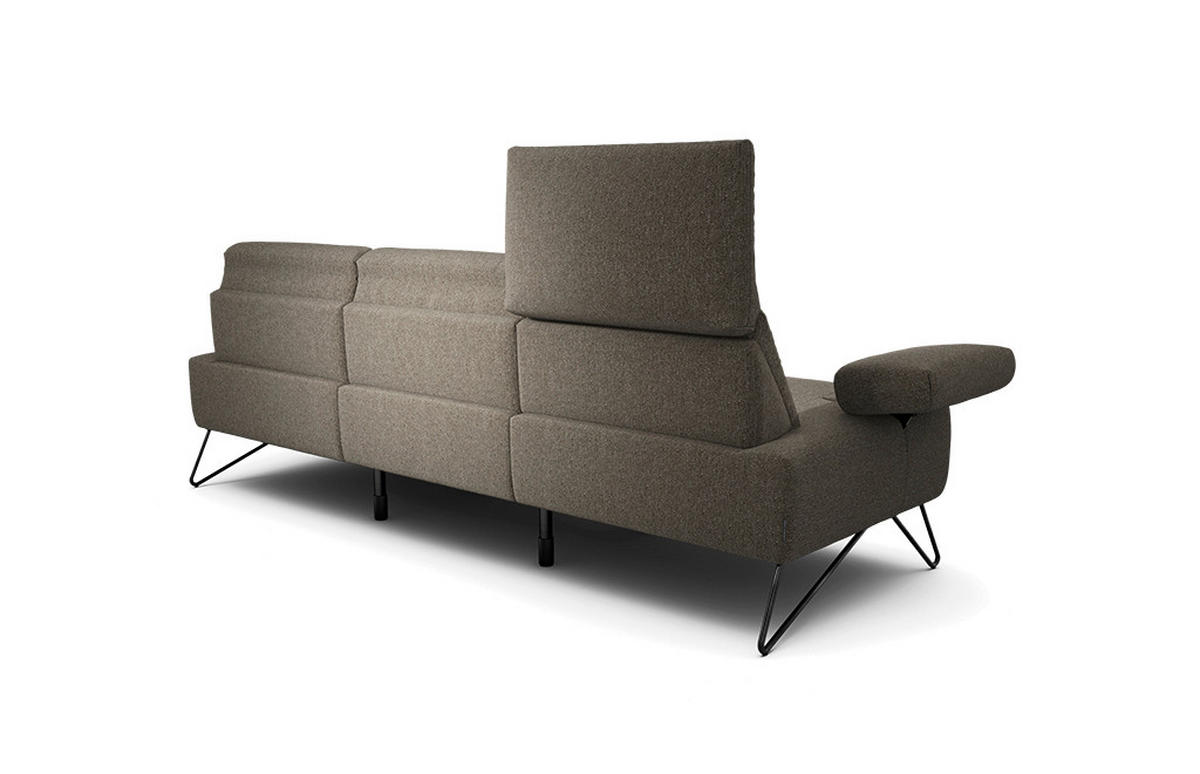 3-SITZER-SOFA Chenille Braun  - Schwarz/Braun, Design, Textil/Metall (234-264/85/86-94cm) - SENSOO