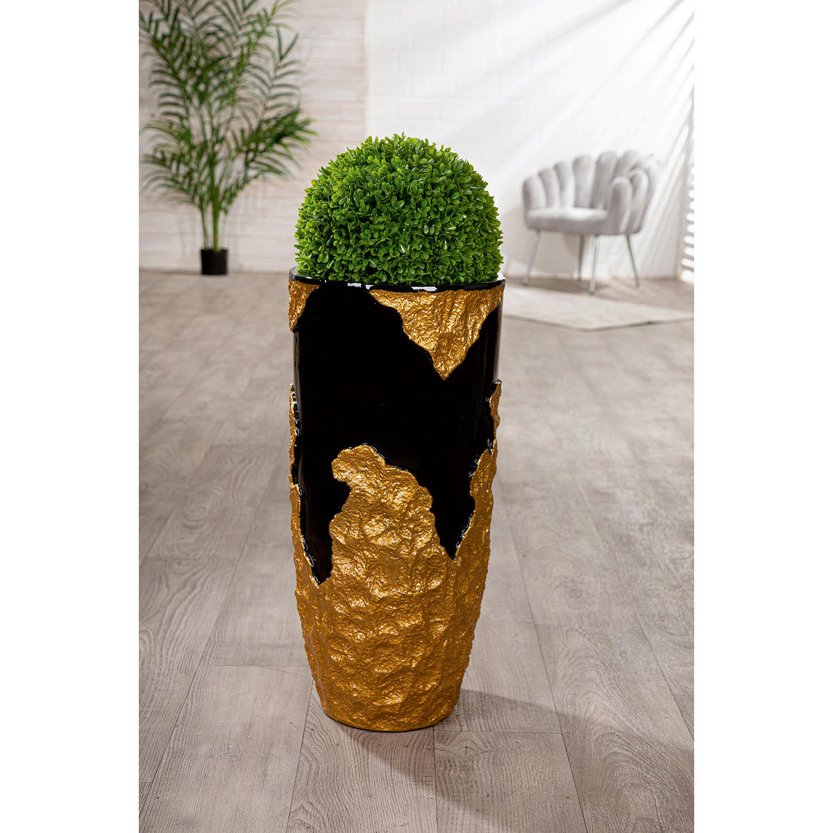ÜBERTOPF 33/70 cm Schwarz, Goldfarben  - Goldfarben/Schwarz, Basics, Kunststoff (33/70cm)