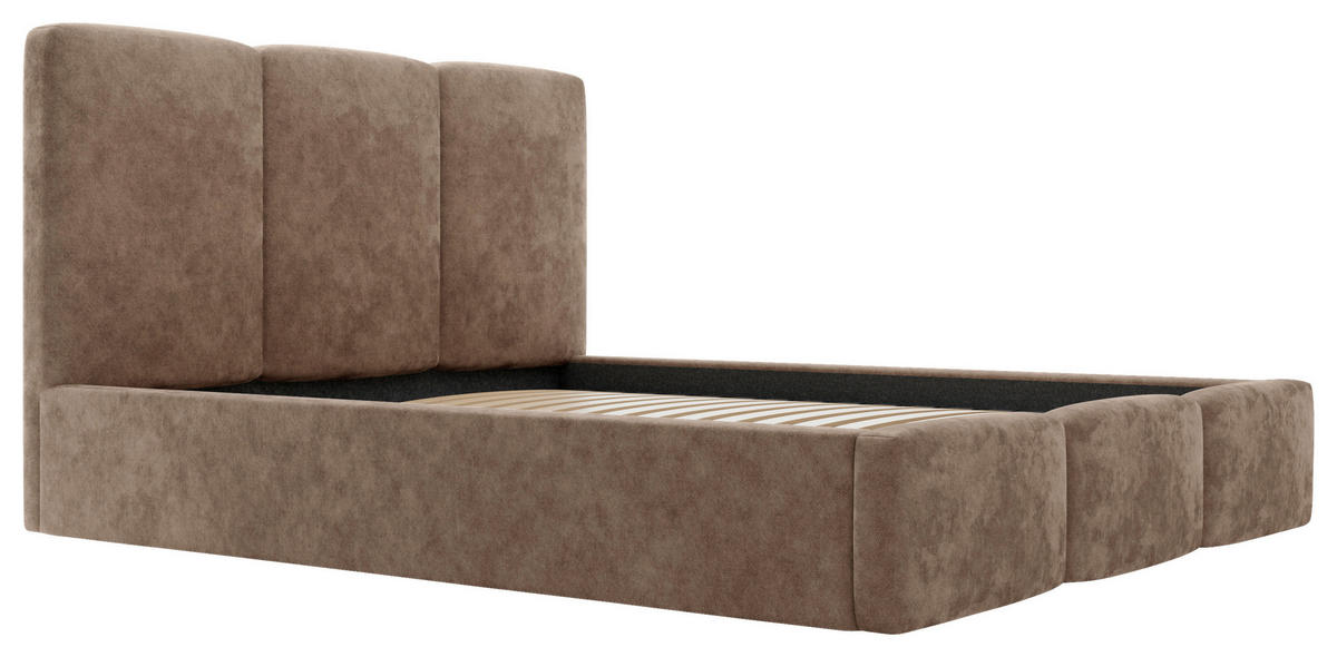 POLSTERBETT Lattenrost, Bettkasten 140/200 cm  in Schlammfarben  - Schlammfarben/Schwarz, Design, Holz/Textil (140/200cm) - Boxxx
